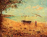 Alfred Stevens Famous Paintings - Une Plage En Normandie